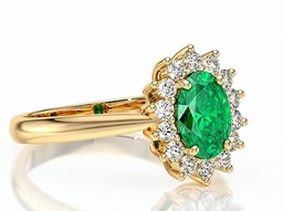 Bague entourage émeraude et diamant Petite Pompadour